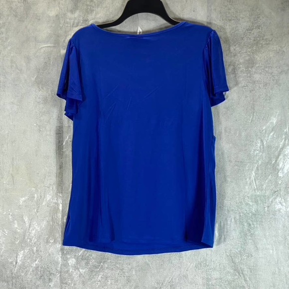 NY Collection Women's Surf The Web Mesh Studded Embellished Flutter-Sleeve Top - Picture 2 of 11